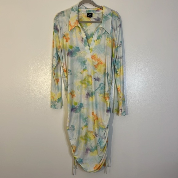 Bar III Nicole Williams English tie dye midi/mini dress Women’s size 1X bodycon - Picture 2 of 9